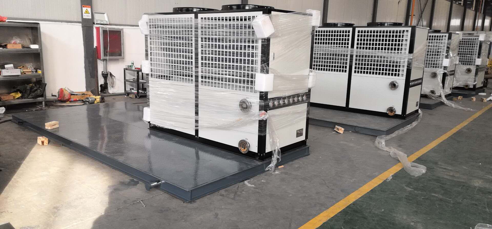 Completed vacuum phase-change heater split-body units ready for shipping inspection