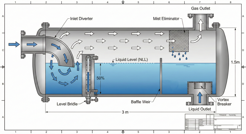 Two-Phase Separator Internal Schematic